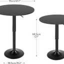 HOOBRO Bar Table, Height-Adjustable Round Pub Table 27-35.4 Inches, Cocktail Table with Sturdy Base, Modern Style, Easy to Assemble, Suitable for Small Space, Black BK58BT01G1, 21.7"l X 21.7"w X 27"-35.4"h