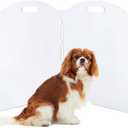 Clear Acrylic Freestanding Dog Gates for The House Folding 4-Panel Pet Gates for Doorways, Stairs, and Rooms, Transparent Indoor Barrier for Dogs, Puppies, and Cats, 4 Panel - 80''W x 24''H