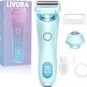 Livora Electric Shaver for WomenSilk Glide Pro ShaverRechargeable Electric Trimmer for Bikini, Pubic Hair, Legs, Body, Wet/Dry (Blue)