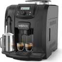 MEROL Fully Automatic Espresso Coffee Machine, 19 Bar Cafe Maker Built-in Adjustable Grinder and Manual Milk Frother Steam Wand, for Cappuccino Latte Macchiato, for Coffee Lover, ME-715, Black