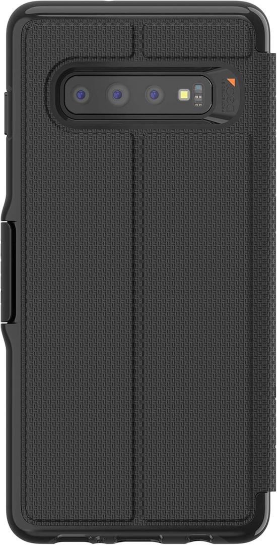 Gear4 ZAGG Oxford Folio Case with Advanced Impact Protection [ Protected by D3O ], Stand Function, Card Slots, Slim, Tough Design for Samsung Galaxy S10 Plus - Black (34870)