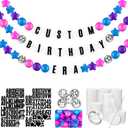 Giant Friendship Bracelet Garland Kit, DIY Birthday Banner Kit with Letters Ball Customizable Jumbo Garland for Wedding Famous Singer Party Decor(Blue, Pink, Purple)