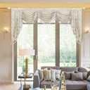 Loom and Mill Luxury Waterfall Valances for Windows, Elegant Jacquard Thick Swag Curtains Valance with Tassels for Living Room, Bedroom Party Banquet Decorations (Light Apricot, W79 Inch, 1 Panel)