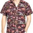 SSLR Pack Hawaiian Shirt for Men Flamingo Short Sleeve Casual Button Down Shirts Summer Beach Shirt (Purple, S)