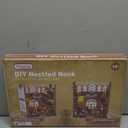 Prextex DIY Christmas Book Nook - 232 Building Pieces - Full Miniature Dollhouse Set with AAA Battery (Not Included) Operated Lights - Complete Toolkit Included - Ideal Holiday Decor for Ages 10+