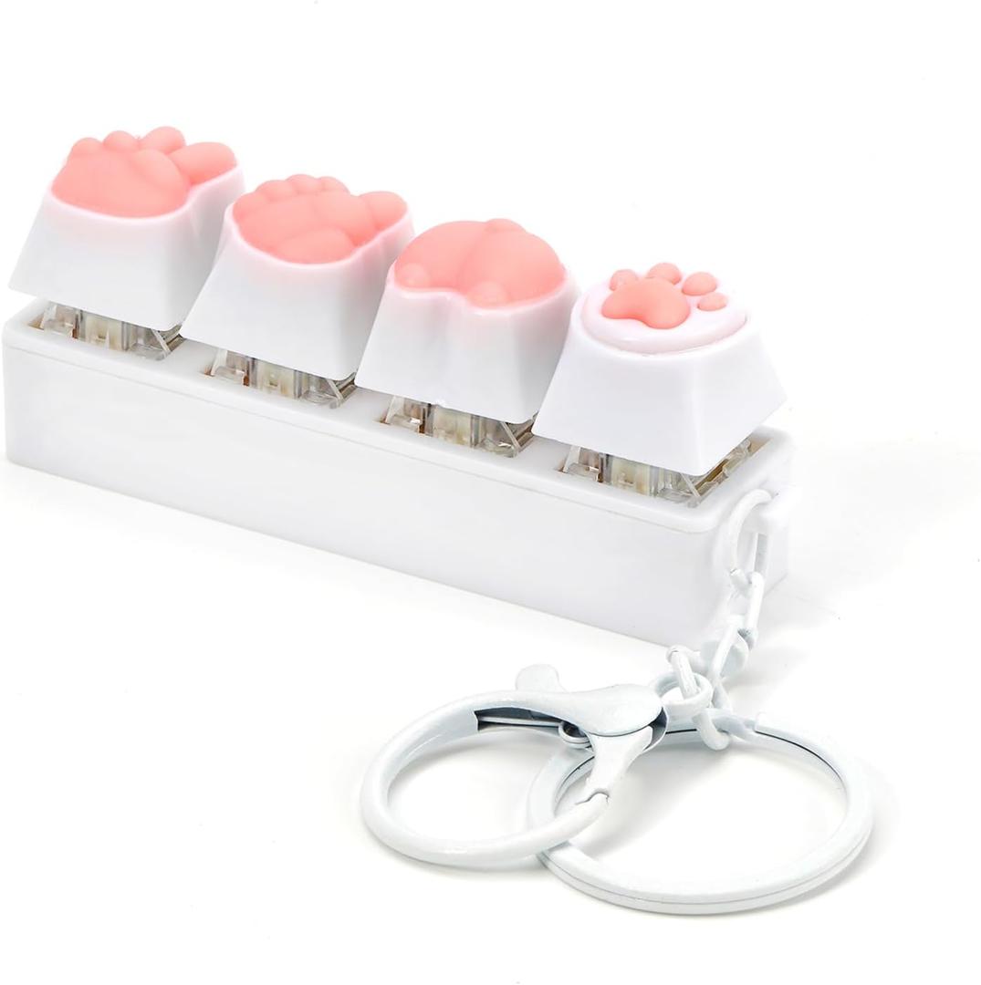 Keyboard Fidget Toy, Fidget Keyboard Keychain Clicker Fidget Toys Keyboard Fidgets for Adults Stress Relief Anxiety Sensory Fidget Toys 4 in 1 Keyboard Clicking Fidget Clicker