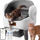 Automatic Litter Box Self Cleaning, Automatic Cat Litter Box for Multiple Cats with App Control, Open Top Self Cleaning Litter Box - Safety Protection, Easy Setup, Gray