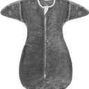 ZIGJOY Shark-Fin Transition Swaddle - 2.5 Tog Fleece Transition Sleep Sack 3-6 Months Warm Plush Baby Wearable Blanket with 2- Way Zipper for Winter, Grey