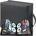 CD DVD Storage Binder, Large 200 Capacity CD Wallet with 100 Booklet Pockets & Handle, Portable DVD Case Organizer for Blu ray, Video Games, Movies, Music, Home & Car Travel
