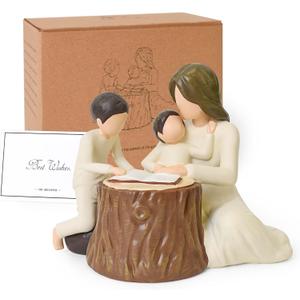 Lnrkai Mother and Son Figurines, Son Gifts from Mom, Boy Mom Gifts for Mothers Day Anniversary Birthday Christmas, Sculpted Hand-Painted Precious Motherhood Moments
