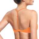 YEOREO Sports Bras for Women Strappy Padded Halter Ericie Open Back Light Impact Deep V Neck Yoga Workout Gym Tops (Orange, S)