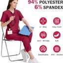 Scrubs for Women Set V-Neck Scrub Top & Jogger Pants with Multi Pocket Stretch Nursing Uniforms (XL)
