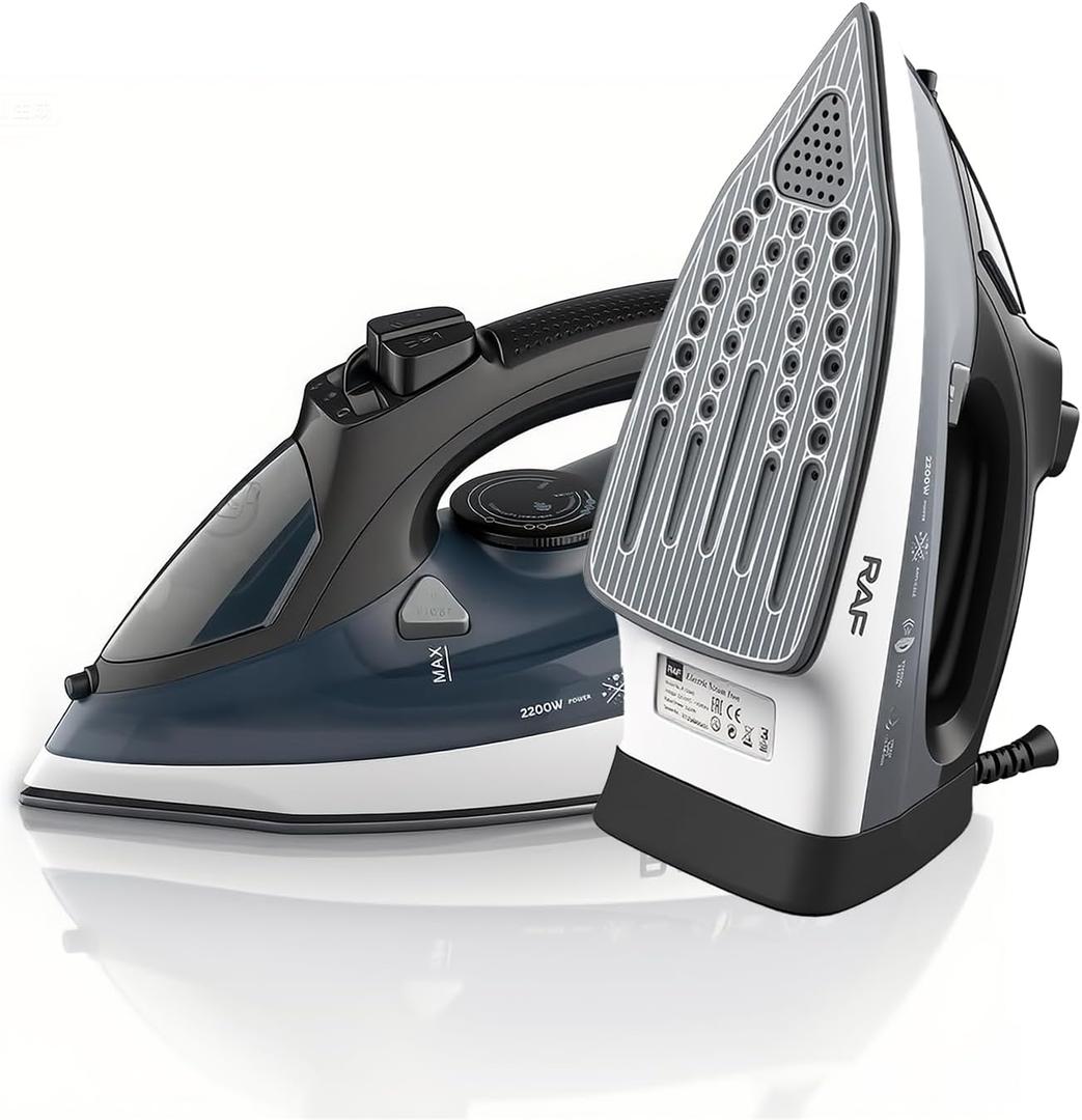 Steam iron, no sticky bottom plate, powerful steam,1000-watt,water tank anti -leakage precision reminders are suitable for family and travel (Blue)