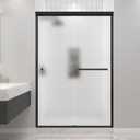 Frosted Double Sliding Shower Door 43-48" W x 72" H, Matte Black, Bypass Shower Door, Framed, 1/4" (6mm) Tempered Glass