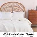 100% Cotton Muslin Throw Blanket for Bed, Couch, Small, Decorative, Soft, Pre-Washed, Breathable and Lightweight Gauze Blanket with Tassels(Off-White, 50"x60")