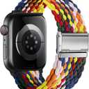 Nepfaivy Compatible with Apple Watch Band - 38mm 40mm 41mm 42mm, Braided Stretchy Sport Band for Apple Watch Series 10 9 Ultra 8 7 6 5 4 3 2 1 SE Women Men Nylon Fabric Elastic Green Strap for iWatch (Hot Pink)