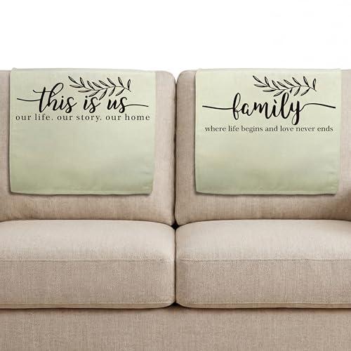Tatuo 2 Pieces Recliner Headrest Protector Couch Headrest Covers with Inspirational Words Chair Sofa Slipcover for Furniture Home Decoration, 26.77 x 16.93 Inch(Elegant Style)