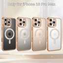 DOMAVER Desert Titanium for iPhone 16 Pro Max Case Glitter with 2X Screen Protector [Fit for MagSafe] Cute Girly Bling Diamond Phone Case Built-in Camera Lens Protector, Military Protection Cover