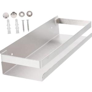 Unomor Wall-mounted Stainless Steel Storage Rack for Kitchen and Bathroom Spice Organizer Unique Rectangular Design for Bottles and Jars