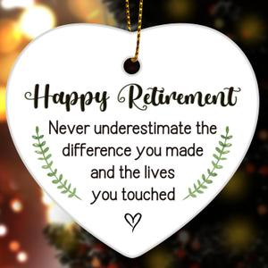 2 x Retirement Gifts for Women Men, Retired Ornaments Gifts for Coworker, Friends, Boss, Happy Retirement Never Underestimate The Difference You Made Retired Ceramics Christmas Ornaments