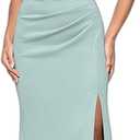 Xscape Women's Long Asymmetrical Neckline Scuba Dress, Sage, 16