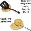 Heart Shaped Spoon Rest Large Engraved Bamboo Wood for Kitchen Utensils Wooden Vintage Country Tray Protects Countertop Fits Spoonful of Love Spoon