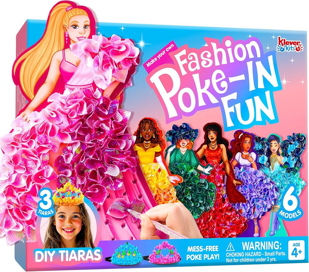 JOVA Klever Kits Poke in Fun Art Crafts for Kids Ages 4-8, Princess Dress-up, Art Activities, DIY Craft Kits, Birthday Gifts for Girls Ages 4 5 6 7 8+ (small to medium)