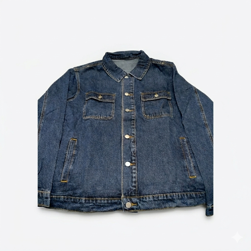 Denim Jacket Men Vintage Autumn and Winter Tops Mens Denim Trucker Jacket, Large
