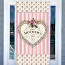 Sunwer Happy Mother's Day Door Cover Love Heart Floral Best Mom Ever Decoration Front Porch Sign Backdrop Banner