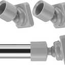 L Shape Shower Curtain Rod Holder - 25mm Angled Mount with Swivel Joints & Hardware Kit, Drilling Required (2, Grey)