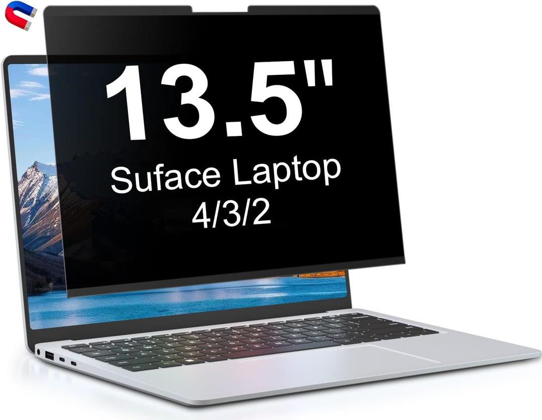 Magnetic Privacy Screen for 13.5 Inch Microsoft Surface Laptop 4/3/2, Removable Anti Glare Surface Laptop 13.5 Screen Protector, Blue Light Filter, Anti Spy Easy Install