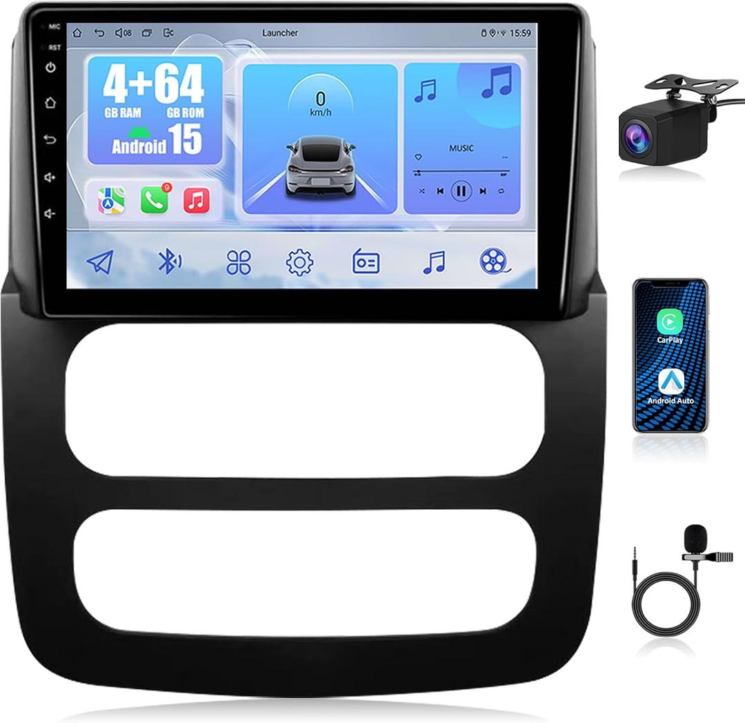 Android 15 Car Stereo Radio for Dodge Ram 1500 2500 3500 2002 2003 2004 2005: 9 Inch Touchscreen for Ram 1500 Radio, Wireless/Wire Carplay&Android Auto,Bluetooth,5G WiFi,GPS,SWC,Backup Camera,4+64G