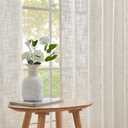Simplebrand Natural Semi Sheer Curtains 54 Inch Length 2 Panel Set, Soft Privacy Linen Textured Light Filtering Curtains Sheer for Bedroom, Thick Back Tab Privacy Farmhouse Window Drapes, 42 x 54 Inch