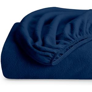Bare Home Super Soft Fleece Fitted Sheet - Queen Size - Extra Plush Polar Fleece, No-Pilling - Deep Pocket - All Season Cozy Warmth (Queen, Dark Blue)