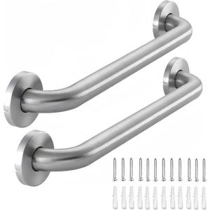 Stainless Steel Bathroom Safety Shower Grab Bar, Anti Slip Bathtubs Grab Bars,Toilet Assist Saft Handle Handrail ADA Compliant 500lbs for Handicap Elderly Senior (Brushed, 12 Inches 2 Pack)