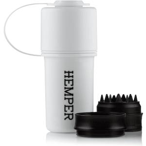 Hemper Keeper 3in1 Herb Grinder with Dual Storage Container - SmellProof, Airtight & WaterResistant - BuiltIn Removable Grinder, Dual Compartments for Flower & Ground - (White)