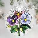 3 x Christmas Ornaments: Stained Glass Ornament, Birth Flower Ornament, Christmas Tree Ornaments & Xmas Tree Decorations Exquisite Holiday Decor, Birth Flower Gifts Perfect Holiday & Xmas Gifts - Feb