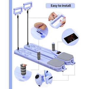 flo Pilates Portable Reformer 8-in-1 Pilates Reformer Sliding Home Gym Equipment for Legs, HIPS and core with Resistance Bands, Knee Pads and Push-up Racks