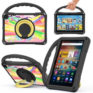 8 inch Tablet Case for Kids Not Fit for Lenovo/Samsung/Onn/Andriod 8 inch Tablets - Auorld Kids-Friendly Lightweight Shockproof with Handle Stand Compatible 2024/2022 Black