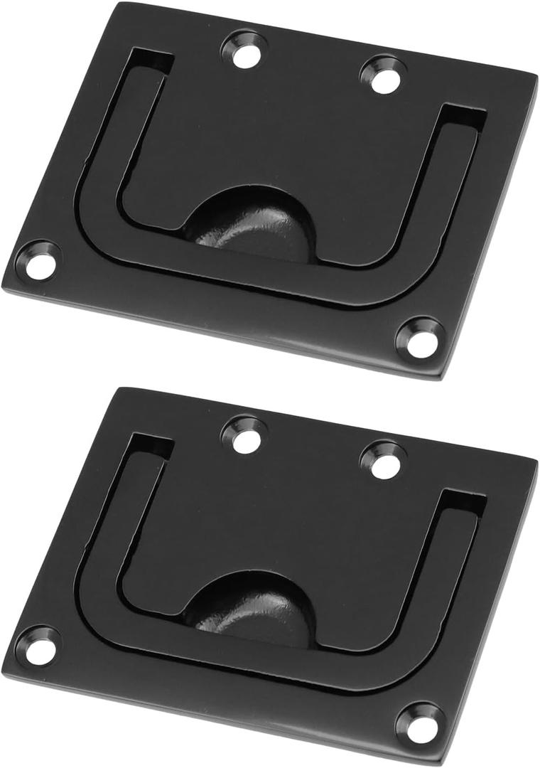 2Pcs 316 Stainless Steel Flush Pull Handle Black Hatch Pull Handle for Deck Marine and Cabinet (2.99 x 2.2inch)