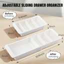 Enhon Expandable Sliding Drawer Organizer for Kitchen Drawers, Deep Drawer Organizer Tray with Adjustable Dividers, Sliding Kitchen Drawers Tray for Utensils, Silverware & Accessories, 11.418,White