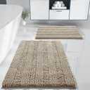 Yimobra Washable Bathroom Rugs Sets 2 Piece, Non Slip Quick Dry Absorbent Bath Mat Set, Plush Chenille Luxury Shower Rugs for Bathroom Floor Sink Tub and Shower Outside(Camel, 20" x 32"+17" x 24")