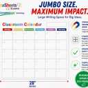 Jumbo 22 x 28 Inch Teaching Calendar, 4 Panel Magnetic Writing Surface, Complete Erase PET Vinyl, Teacher Classroom Supplies