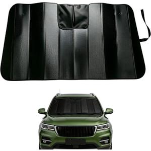GWUSKDT Car Windshield Sunshade-Thicken 5-Layer Bubble Block Heat and Sun UV Rays,Front Windshield Sun Shade- Keeps Your Vehicle Cool - 58 x 27.5 Inch new Upgraded (New Black)