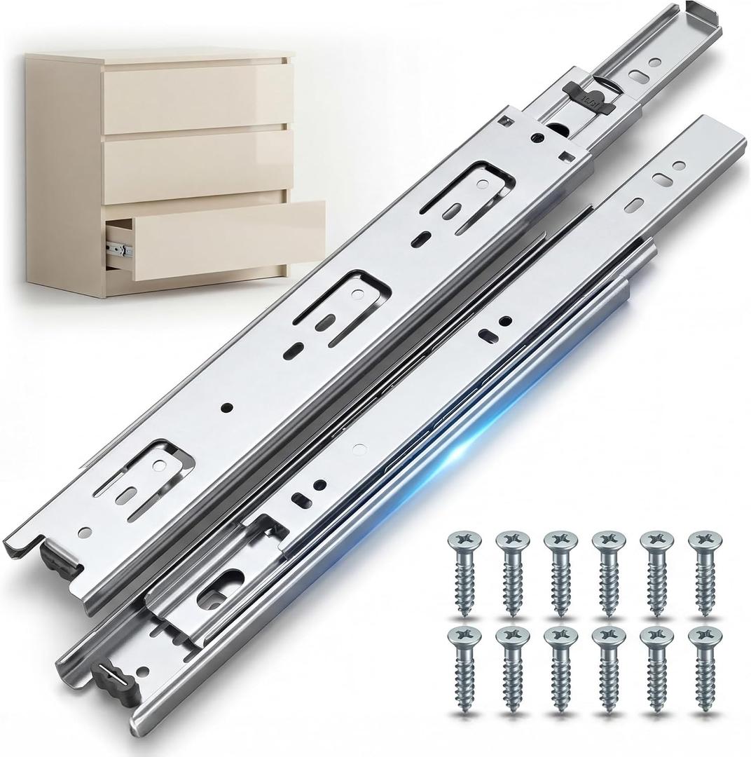 10 Inch Drawer Slides 6 Pairs (12pcs) Side Mount Rails - Heavy Duty Full Extension Ball Bearing – Drawer Slide Glides for Cabinet Kitchen, Dresser Runners - Draw Slides Sliders 100Lb Capacity