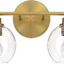 VONLUCE Bathroom Light Fixtures, 2-Light Vanity Light with Globe Glass Shades E26 Sockets, Bathroom Lights Over Mirror for Bedroom Hallway Living Room, Gold Finish