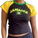 Vintage Graphic Baby Tees for Women Brazil Shirt Y2k Tops Mexico Crop Top Jersey 2000s Summer Going Out Tops, Large