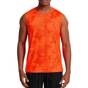 Zengjo Mens Sleeveless Shirts Quick Dry Workout Athletic Running Muscle Tank Top Loose Lightweight (Medium, Neon Orange)