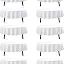 10-Pack White Round Tablecloths, 70 Inches, Stain-Resistant Polyester for 3-4 Ft Round Tables - Washable Table Covers for Weddings, Banquets, Birthday Parties, Events