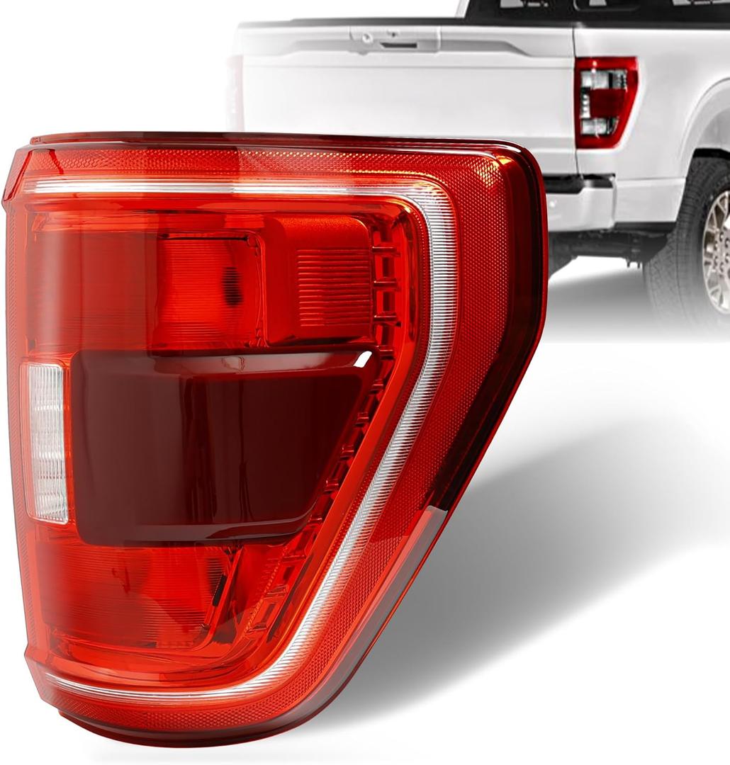 Tail Light with Blind Spot Compatible with 2021 2022 2023 Ford F150 XLT Rear Lamp Assembly - Brake Taillights Replace for ML3Z13404C - Halogen Type W/O Bulb - Passenger Right Side